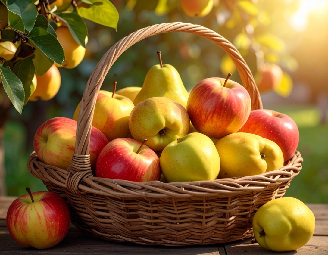 Verschiedene Apfel- und Birnensorten für die Saftproduktion